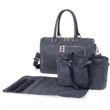 LT6638 - Miss Lulu Leather Look Maternity Changing Shoulder Bag Navy