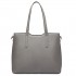 LT6648 - Miss Lulu Three Piece Tote Shoulder Bag And Clutch - Grey LT6648 - Miss Lulu Three Piece Tote Shoulder Bag And Clutch - Grey