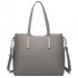 LT6648 - Miss Lulu Three Piece Tote Shoulder Bag And Clutch - Grey LT6648 - Miss Lulu Three Piece Tote Shoulder Bag And Clutch - Grey