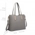 LT6648 - Miss Lulu Three Piece Tote Shoulder Bag And Clutch - Grey LT6648 - Miss Lulu Three Piece Tote Shoulder Bag And Clutch - Grey
