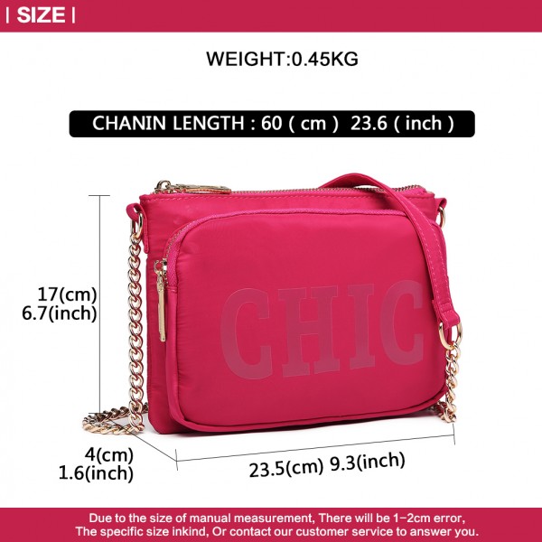 LT6855 - Miss Lulu 'Chic' Chain Shoulder Bag - Plum 