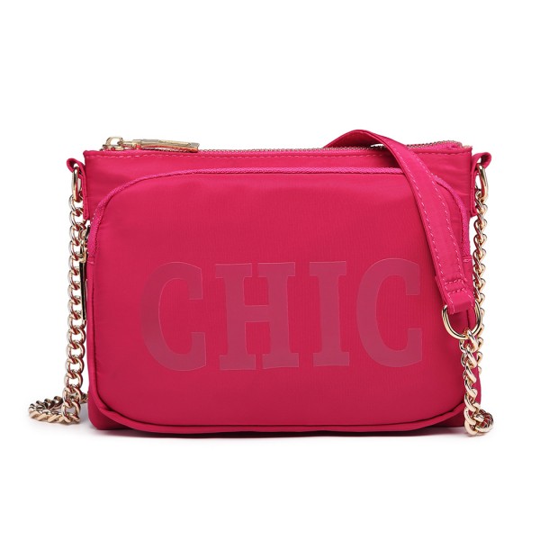 LT6855 - Miss Lulu 'Chic' Chain Shoulder Bag - Plum 
