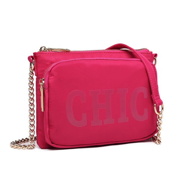 LT6855 - Miss Lulu 'Chic' Chain Shoulder Bag - Plum 