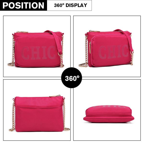 LT6855 - Miss Lulu 'Chic' Chain Shoulder Bag - Plum 