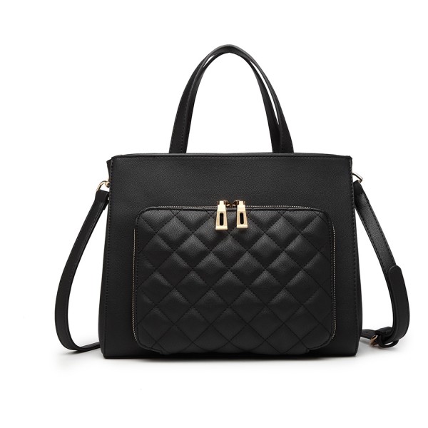 LT6921 - Miss Lulu Classic Quilted Handbag - Black