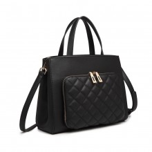LT6921 - Miss Lulu Classic Quilted Handbag - Black
