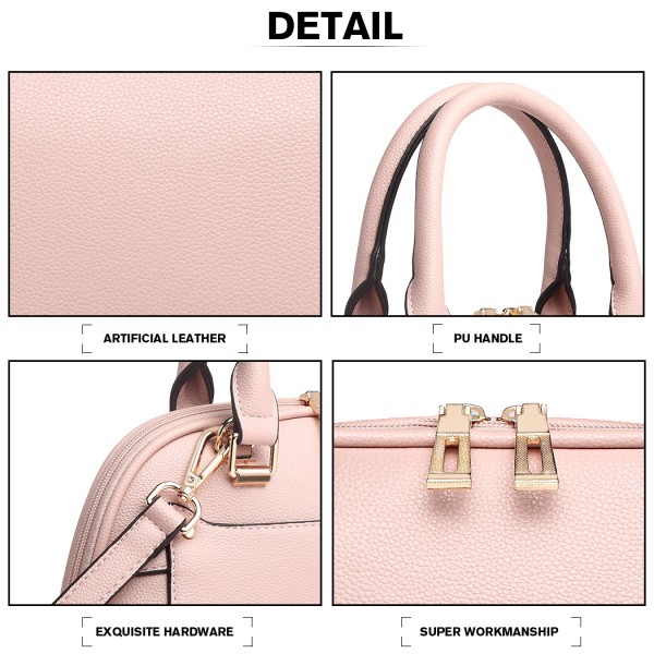 LT6922 - Miss Lulu Classic Bowler Handbag - Pink