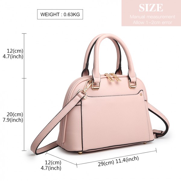 LT6922 - Miss Lulu Classic Bowler Handbag - Pink
