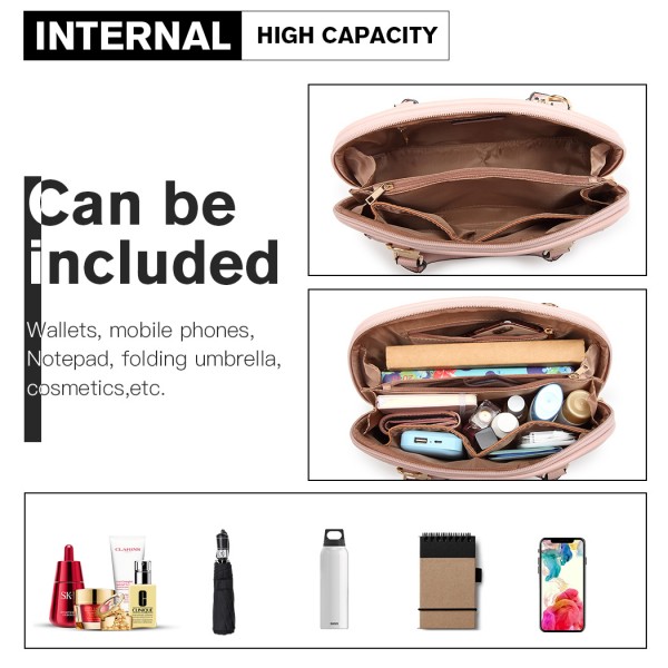 LT6922 - Miss Lulu Classic Bowler Handbag - Pink