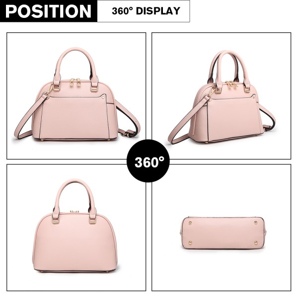 LT6922 - Miss Lulu Classic Bowler Handbag - Pink