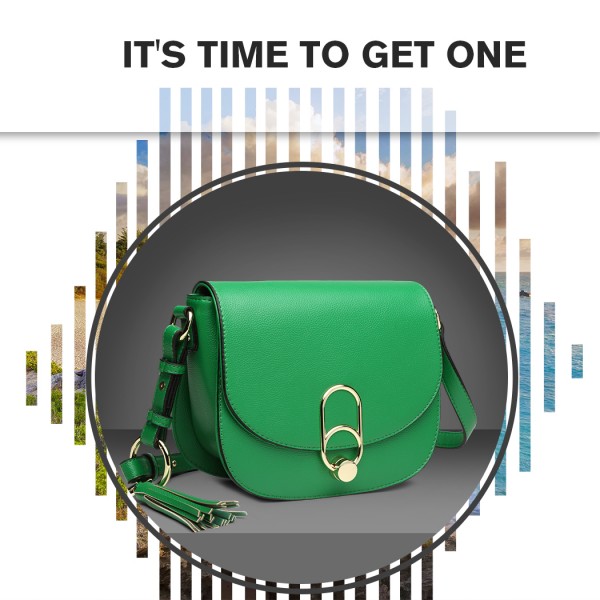 LZ1831 - MISS LULU CROSS BODY SADDLE BAG - GREEN