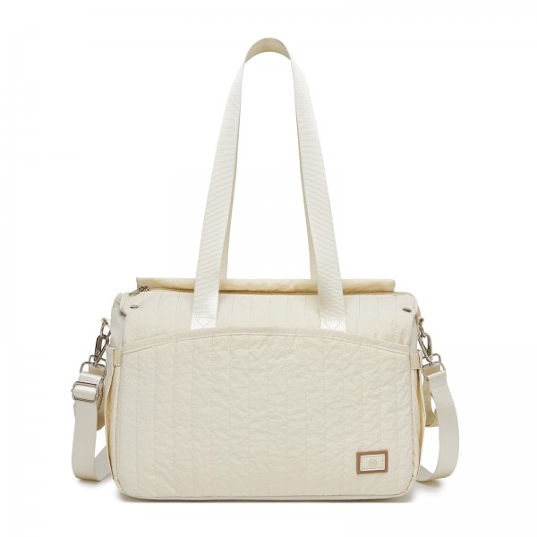 BCM2517 - Miss Lulu Stylish and Spacious Maternity Diaper Bag with Insulated Baby Bottle Pockets,Wet-Dry Separation,Stroller Strap - Beige