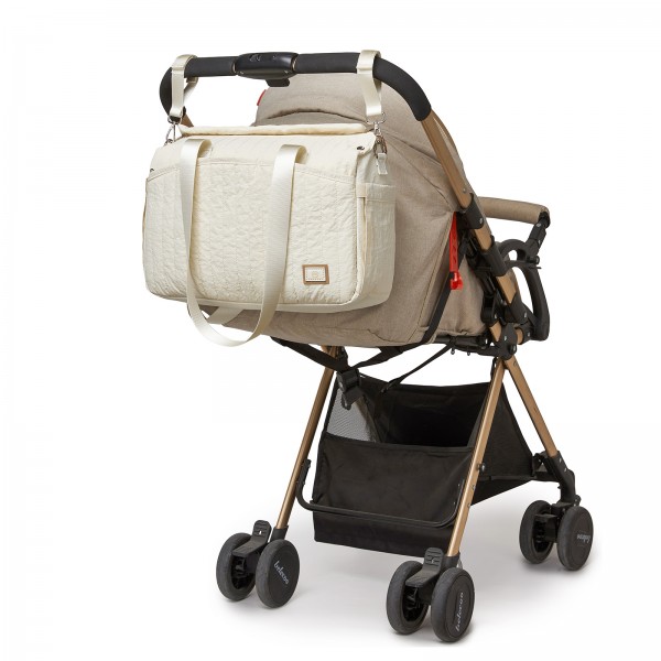 BCM2517 - Miss Lulu Stylish and Spacious Maternity Diaper Bag with Insulated Baby Bottle Pockets,Wet-Dry Separation,Stroller Strap - Beige