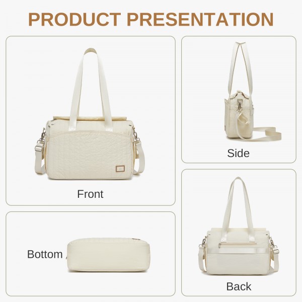 BCM2517 - Miss Lulu Stylish and Spacious Maternity Diaper Bag with Insulated Baby Bottle Pockets,Wet-Dry Separation,Stroller Strap - Beige
