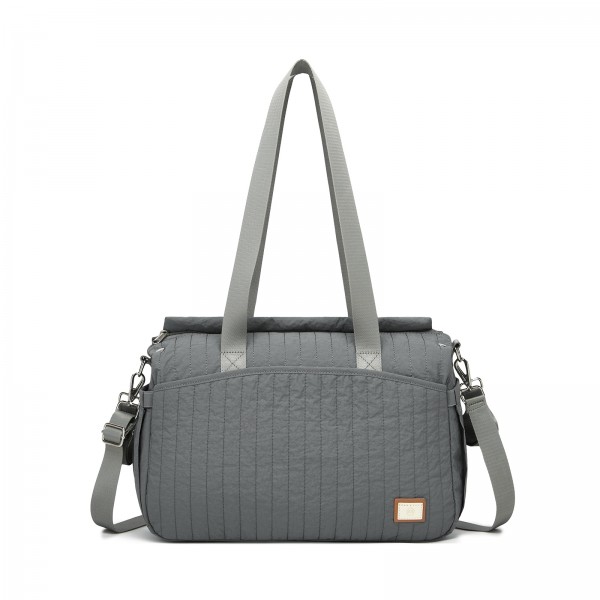 BCM2517 - Miss Lulu Stylish and Spacious Maternity Diaper Bag with Insulated Baby Bottle Pockets,Wet-Dry Separation,Stroller Strap - Grey