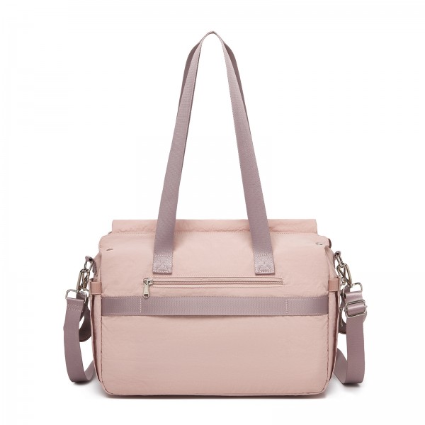 BCM2517 - Miss Lulu Stylish and Spacious Maternity Diaper Bag with Insulated Baby Bottle Pockets,Wet-Dry Separation,Stroller Strap - Pink