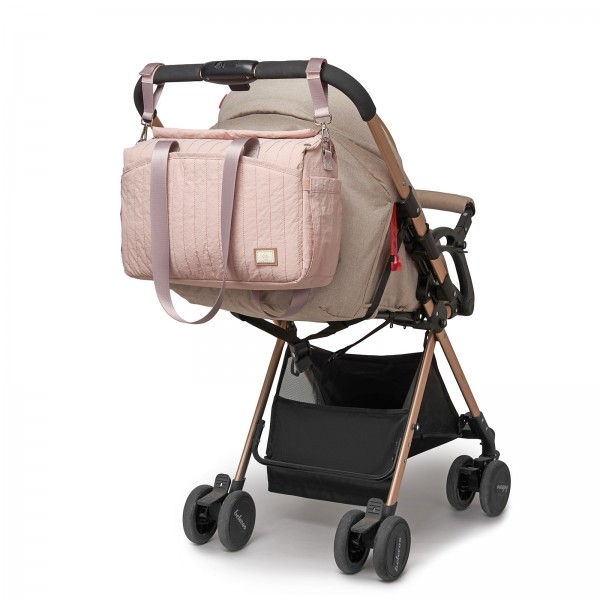 BCM2517 - Miss Lulu Stylish and Spacious Maternity Diaper Bag with Insulated Baby Bottle Pockets,Wet-Dry Separation,Stroller Strap - Pink