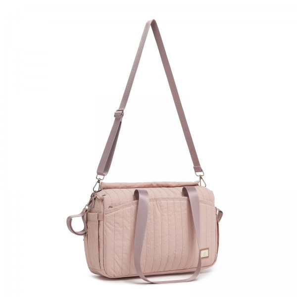 BCM2517 - Miss Lulu Stylish and Spacious Maternity Diaper Bag with Insulated Baby Bottle Pockets,Wet-Dry Separation,Stroller Strap - Pink