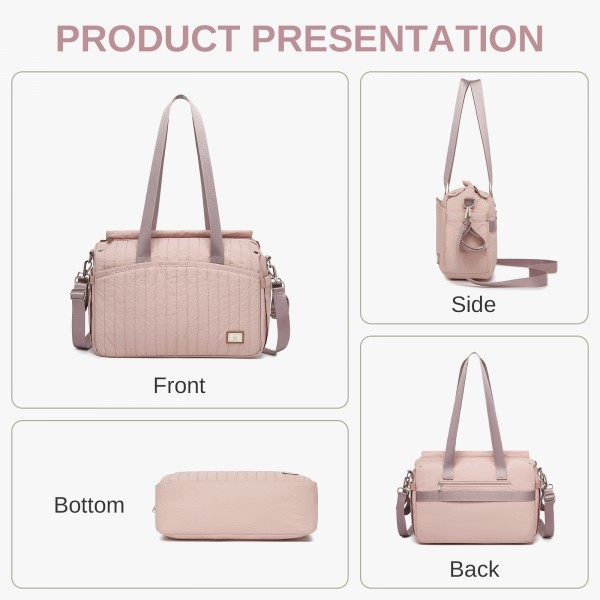 BCM2517 - Miss Lulu Stylish and Spacious Maternity Diaper Bag with Insulated Baby Bottle Pockets,Wet-Dry Separation,Stroller Strap - Pink BCM2517 - Miss Lulu Stylish and Spacious Maternity Diaper Bag with Insulated Baby Bottle Pockets,Wet-Dry Separation,Stroller Strap - Pink