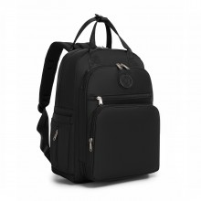 BCM2532 - Miss Lulu Stylish Multifunctional Baby Changing Backpack with Insulated Bottle Holders, Stroller Clips & Trolley Sleeve for Everyday & Travel - Black