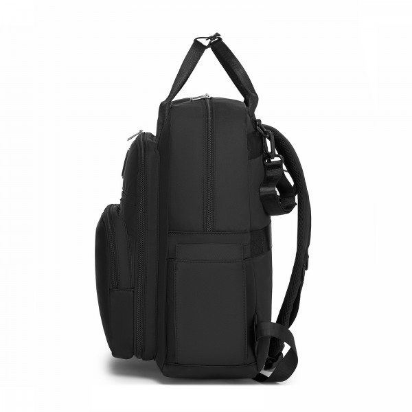 BCM2532 - Miss Lulu Stilvoller multifunktionaler Wickelrucksack mit isolierten Flaschenhaltern, Kinderwagenhaltern und Trolley-Schlaufe - Schwarz