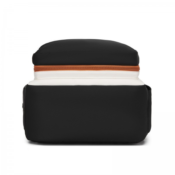 BCM2532 - Miss Lulu Stilvoller multifunktionaler Wickelrucksack mit isolierten Flaschenhaltern, Kinderwagenhaltern und Trolley-Schlaufe - Schwarz und Beige