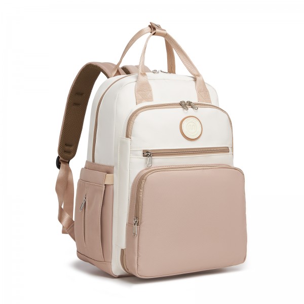 BCM2532 - Miss Lulu Stilvoller multifunktionaler Wickelrucksack mit isolierten Flaschenhaltern, Kinderwagenhaltern und Trolley-Schlaufe - Khaki und Beige