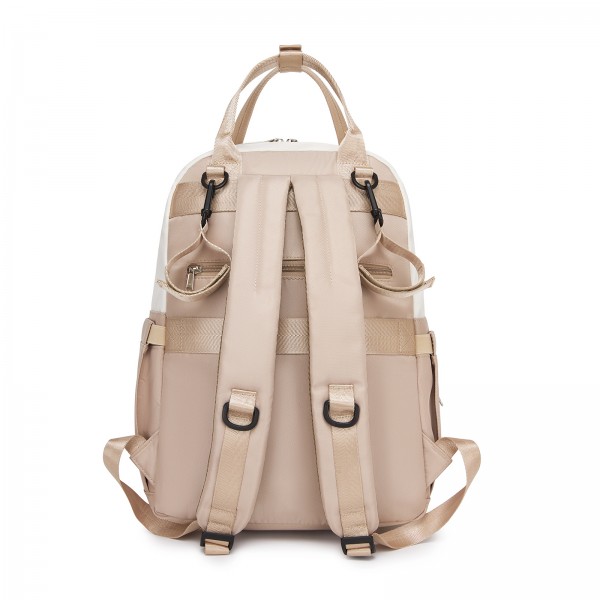 BCM2532 - Miss Lulu Stilvoller multifunktionaler Wickelrucksack mit isolierten Flaschenhaltern, Kinderwagenhaltern und Trolley-Schlaufe - Khaki und Beige