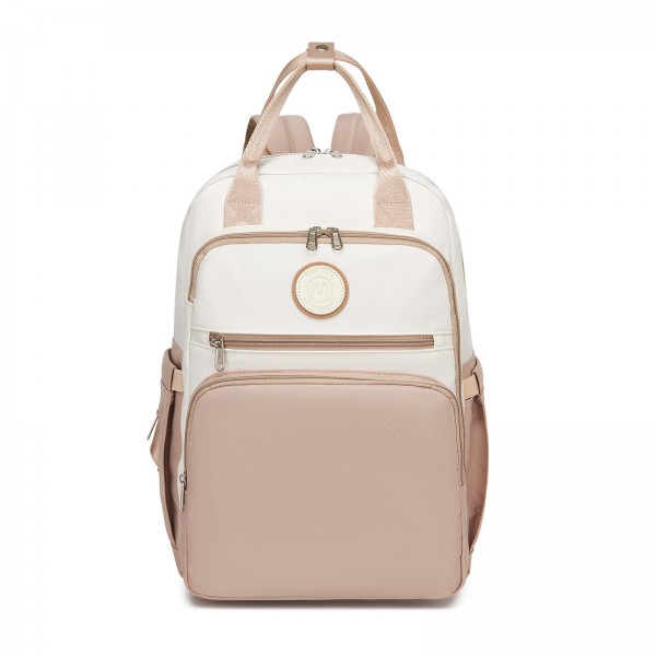 BCM2532 - Miss Lulu Stilvoller multifunktionaler Wickelrucksack mit isolierten Flaschenhaltern, Kinderwagenhaltern und Trolley-Schlaufe - Khaki und Beige