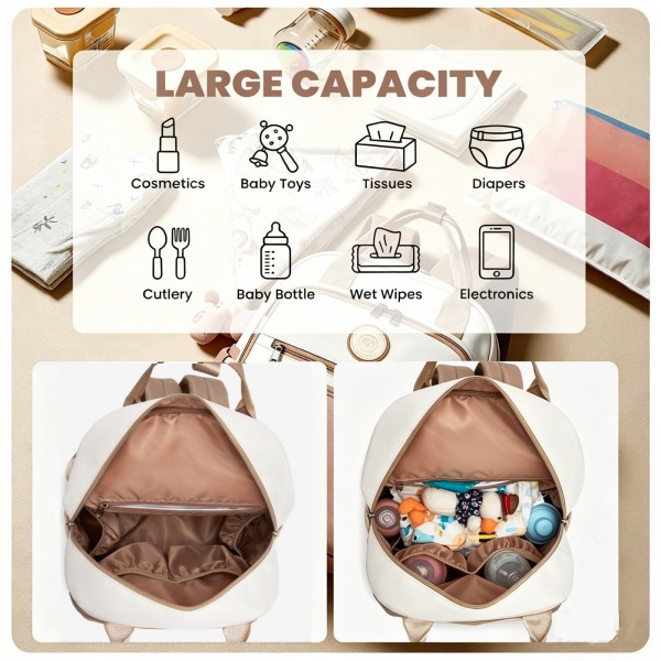 BCM2532 - Miss Lulu Stilvoller multifunktionaler Wickelrucksack mit isolierten Flaschenhaltern, Kinderwagenhaltern und Trolley-Schlaufe - Khaki und Beige