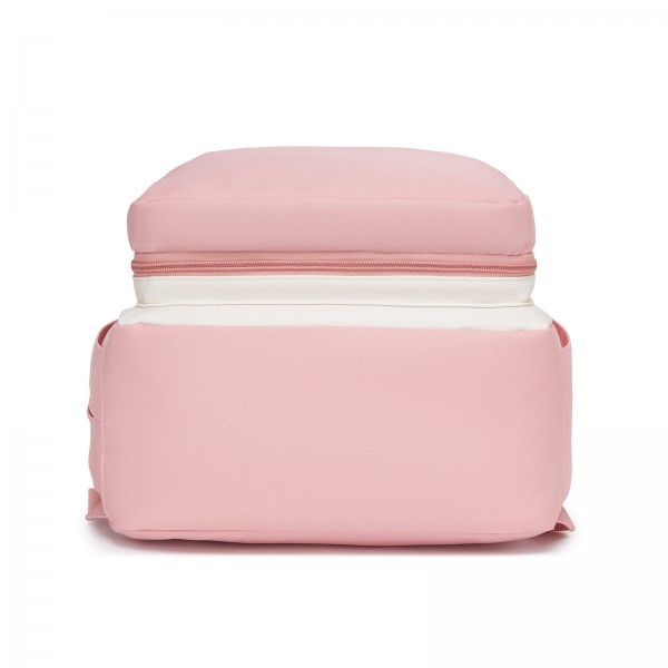 BCM2532 - Miss Lulu Stilvoller multifunktionaler Wickelrucksack mit isolierten Flaschenhaltern, Kinderwagenhaltern und Trolley-Schlaufe - Rosa und Beige