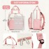 BCM2532 - Miss Lulu Stilvoller multifunktionaler Wickelrucksack mit isolierten Flaschenhaltern, Kinderwagenhaltern und Trolley-Schlaufe - Rosa und Beige