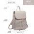 BPM2427 - Miss Lulu Stylish Faux Leather Backpack Secure Daypack with Magnetic Snap Closure Fashionable PU Leather Travel Bag - Light Grey