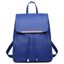 BPM2427 - Miss Lulu Stylish Faux Leather Backpack Secure Daypack with Magnetic Snap Closure Fashionable PU Leather Travel Bag - Navy