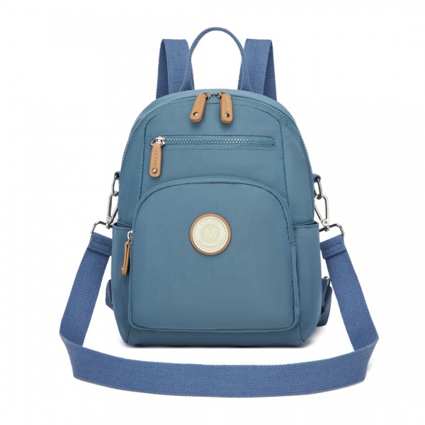 BPM2451 - Miss Lulu 3-in-1 Convertible Backpack with Removable Long Strap – Wear as Backpack, Shoulder or Crossbody Bag - Blue
