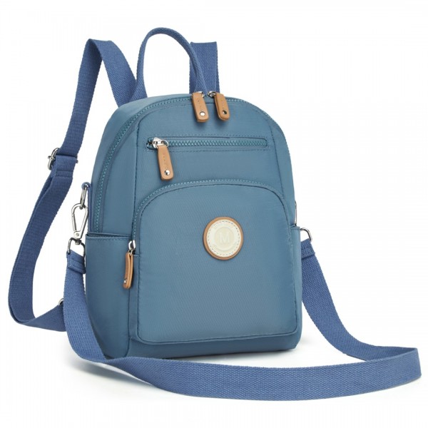 BPM2451 - Miss Lulu 3-in-1 Convertible Backpack with Removable Long Strap – Wear as Backpack, Shoulder or Crossbody Bag - Blue