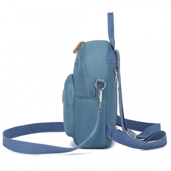 BPM2451 - Miss Lulu 3-in-1 Convertible Backpack with Removable Long Strap – Wear as Backpack, Shoulder or Crossbody Bag - Blue