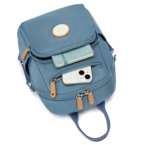 BPM2451 - Miss Lulu 3-in-1 Convertible Backpack with Removable Long Strap – Wear as Backpack, Shoulder or Crossbody Bag - Blue