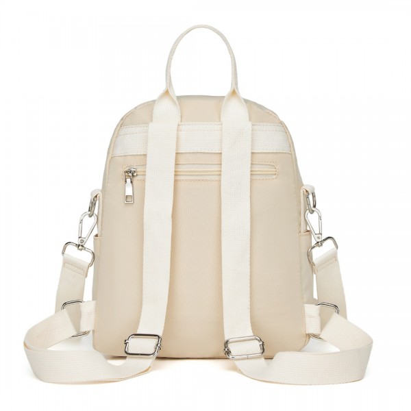 BPM2451 - Miss Lulu 3-in-1 Convertible Backpack with Removable Long Strap – Wear as Backpack, Shoulder or Crossbody Bag - Beige
