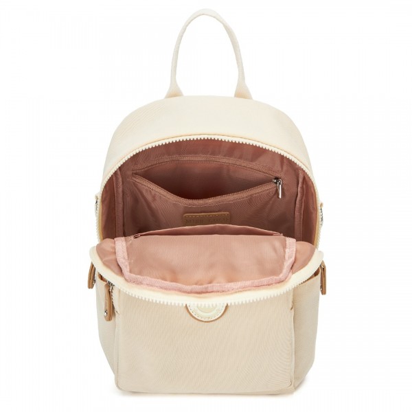 BPM2451 - Miss Lulu 3-in-1 Convertible Backpack with Removable Long Strap – Wear as Backpack, Shoulder or Crossbody Bag - Beige
