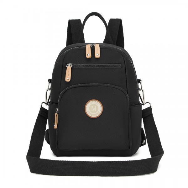 BPM2451 - Miss Lulu 3-in-1 Convertible Backpack with Removable Long Strap – Wear as Backpack, Shoulder or Crossbody Bag - Black