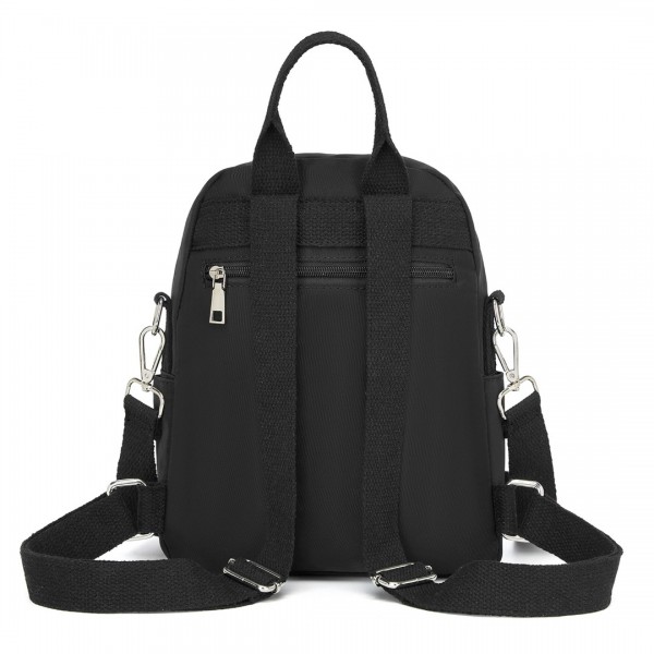 BPM2451 - Miss Lulu 3-in-1 Convertible Backpack with Removable Long Strap – Wear as Backpack, Shoulder or Crossbody Bag - Black