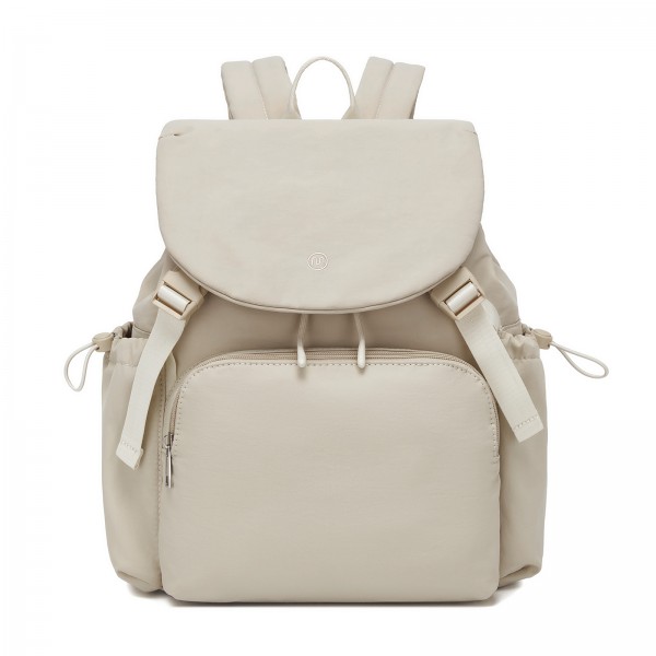 BPM2610 - Miss Lulu Lightweight Nylon Drawstring Backpack – Casual Daily Rucksack with 13 Inch Laptop Sleeve for Travel & Commute - Beige