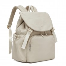 BPM2610 - Miss Lulu Lightweight Nylon Drawstring Backpack – Casual Daily Rucksack with 13 Inch Laptop Sleeve for Travel & Commute - Beige