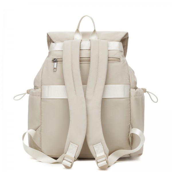 BPM2610 - Miss Lulu Lightweight Nylon Drawstring Backpack – Casual Daily Rucksack with 13 Inch Laptop Sleeve for Travel & Commute - Beige
