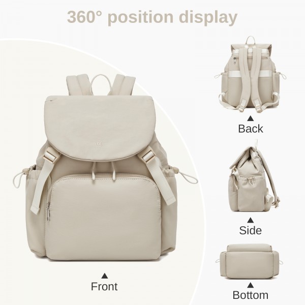 BPM2610 - Miss Lulu Lightweight Nylon Drawstring Backpack – Casual Daily Rucksack with 13 Inch Laptop Sleeve for Travel & Commute - Beige