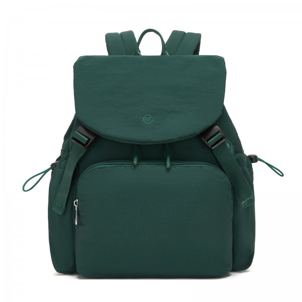 BPM2610 - Miss Lulu Lightweight Nylon Drawstring Backpack – Casual Daily Rucksack with 13 Inch Laptop Sleeve for Travel & Commute - Green