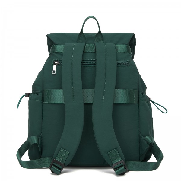 BPM2610 - Miss Lulu Lightweight Nylon Drawstring Backpack – Casual Daily Rucksack with 13 Inch Laptop Sleeve for Travel & Commute - Green