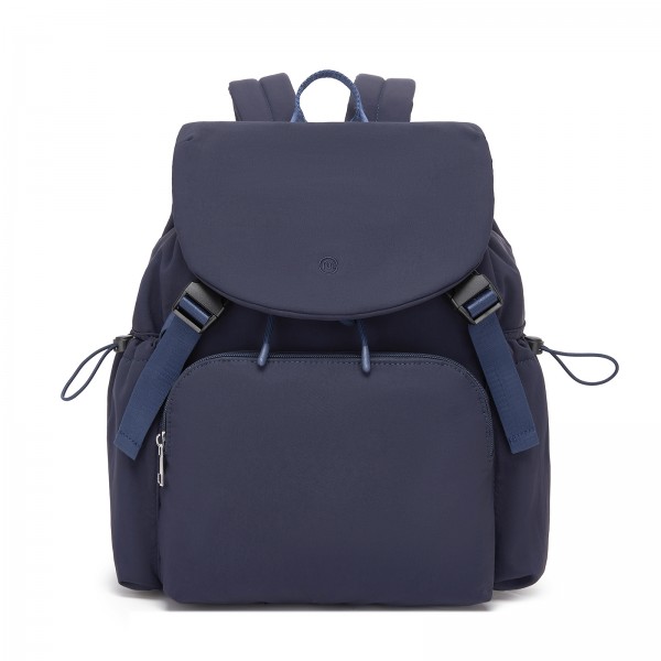 BPM2610 - Miss Lulu Lightweight Nylon Drawstring Backpack – Casual Daily Rucksack with 13 Inch Laptop Sleeve for Travel & Commute - Navy