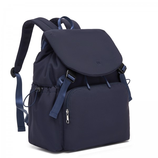 BPM2610 - Miss Lulu Lightweight Nylon Drawstring Backpack – Casual Daily Rucksack with 13 Inch Laptop Sleeve for Travel & Commute - Navy